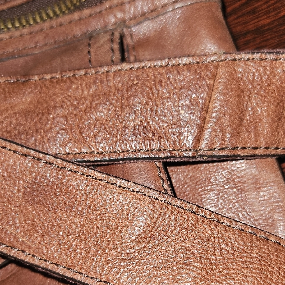 Fossil Brown Leather Bag with Gold Accents - Picture 7 of 10
